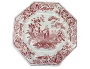 Spode Archive Southerland GIRL at WELL Luncheon Plate Cranberry Vintage - Picture 1 of 6