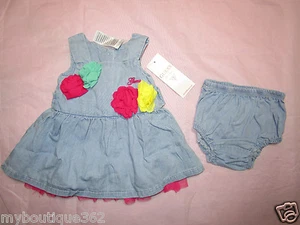 GUESS Baby Girls' Rosette Dress SZ. 6/9 MOS NEW NWT - Picture 1 of 3