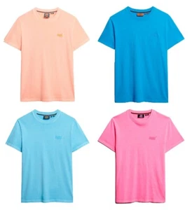 Superdry T Shirt Crew Neck Short Sleeve Essential Logo Neon Tee Blue Pink Orange - Picture 1 of 37
