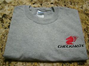 Checkmate Knight Boat Logo Heather Gray Medium T-Shirt New Embroidered
