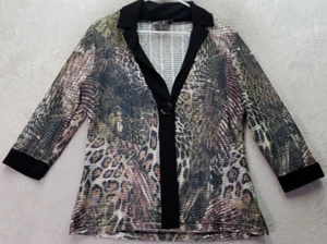 Vtg Slinky Brand Blazer Women's Medium Multi Animal Print Textured Single Button - Picture 1 of 9