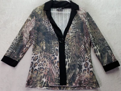 Blazer De Colección Marca Slinky Para Mujer Mediano Multi Animal Estampado Texturizado Botón Único Foto 1 de 4
