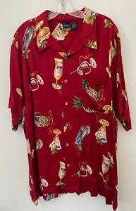 RED with colorful COCKTAIL print 100% RAYON HAWAIIAN SYTLE SHIRT~XL - Picture 1 of 1