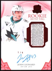 2020-21 THE CUP JOHN LEONARD ROOKIE PATCH AUTO TAG RED # 1/4 RPA - Picture 1 of 2