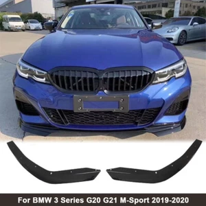 Gloss Black Front Bumper Splitters Canard For BMW 3 Series G20 G21 M-Sport 19-20 - Picture 1 of 12
