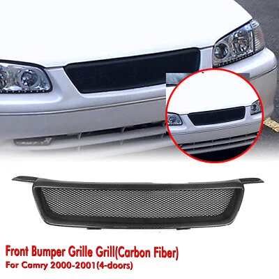 Front Bumper Grille Grill Honeycomb For Toyota Camry 4 Door 2000-01 Carbon Fiber - Imagem 1 de 4