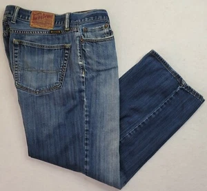 Jeans Vintage Marca Lucky 32x29 Uomo Invecchiato Gamba Dritta Elasticizzato Zip Fly Med Lavaggio - Foto 1 di 12