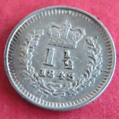 1843 QUEEN VICTORIA SILVER THREE HALF PENCE - Image 1 of 2