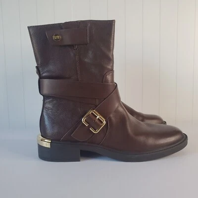Botas de Moto Louise et Cie Tandy Para Mujer Cuero Quemado Roble Marrón Medio Pantorrilla Talla 8M Foto 1 de 4