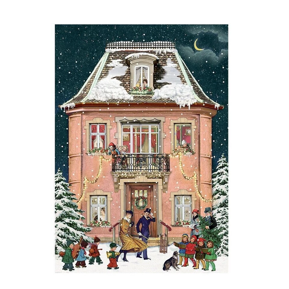 Pink House Victorian Christmas House Advent Calendar Card 11.5 x 16.5 cm - Image 1 of 1