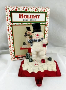 Vintage COLECCIÓN DE VACACIONES/World Bazaars Navidad Medias Soporte Resina Muñeco de Nieve - Imagen 1 de 8
