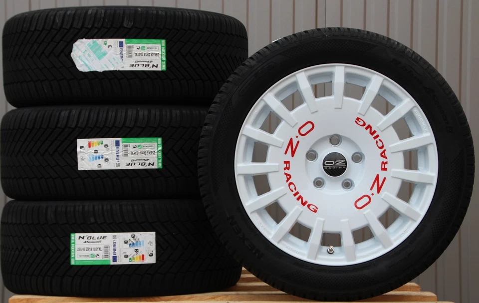 VW Bus T5 T6 T6.1 Kombi Satz Räder OZ Rally weiß Alufelgen Nexen Allwetterreifen - Bild 1 von 3