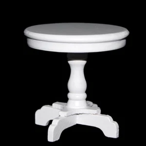 Mesa de centro redonda miniatura de madera 1:12 para sala de estar de casa de muñecas blanca - Imagen 1 de 6