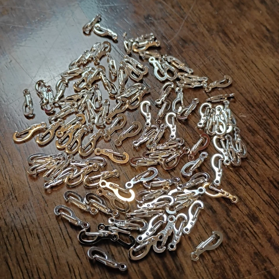 Ganchos de cierre automático 100 ganchos de latón plateado 11x5 a granel Foto 1 de 4