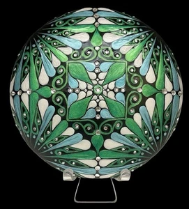 Blue Green Mandala - Hand Painted Handmade Stone - ASO YouTube - By JaDeL - Picture 1 of 6