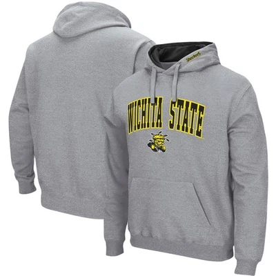 Men's Colosseum Heathered Gray Wichita State Shockers Arch and Logo Pullover - Image 1 of 3