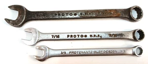 3 PROTO Standard Combination 12 Point Wrenches 3/8", 7/16" & 9/16" Made In USA - Picture 1 of 14