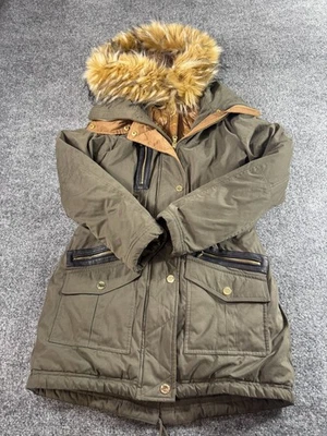 Chaqueta para mujer Guess XS oliva manga larga cremallera completa piel sintética chaqueta parka con capucha Foto 1 de 4