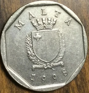 1998 MALTA 5 CENTS COIN - Imagen 1 de 2