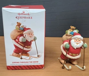 Hallmark Andenken Ornament Reißverschluss durch den Schnee 2014 - Weihnachtsmann auf Skiern - Bild 1 von 9