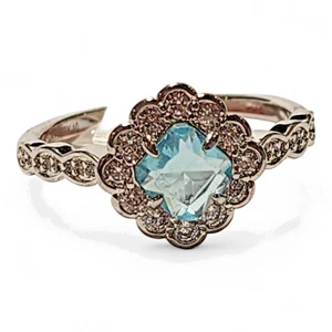 BP Bomb Party Ring Size 10 Rhodium Plated Over Brass Blue Stone CZ - Picture 1 of 4