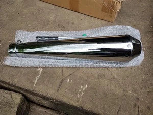 Chrome Custom Megaphone Motorcycle Exhaust Silencer End Can - Picture 1 of 8