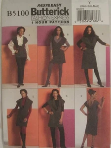 Easy OOP BUTTERICK 5100 Misses 1-Hour Tunics Dress & Belt PATTERN XS-S-M/4-14 UC - Picture 1 of 3