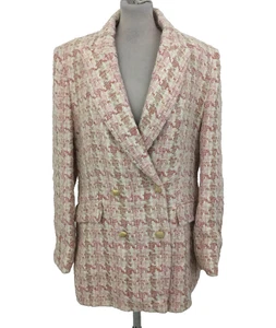 Zara Women's Tweed Blazer Size XL Pink Mix Double Breasted Gold Buttons New F1 - Picture 1 of 12