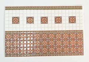 Dollhouse HALF SCALE Wall Tiles Embossed Rust White Green 1:24 Scale World Model - Picture 1 of 4