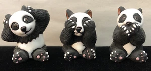 VINTAGE LEPS of PERU Panda Bears HEAR SEE SPEAK NO EVIL Set 3 Figuren - Bild 1 von 3