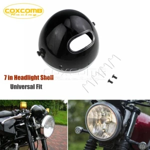 Motorcycle 7" inch Headlight Housing Shell Bucket Side Mount Lamp for Cafe Racer - Picture 1 of 9