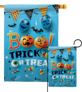 Boo Trick Halloween Calabaza Golosina Caramelo Murciélago Globo Jardín Casa Patio Bandera - Imagen 1 de 13
