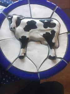 Ceramic Mosaic Artist Hogan Young Signed Cow Wall Art Farmhouse Countrycore EPOC - Picture 1 of 3