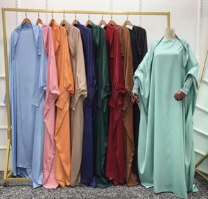 One Piece Full Length Jilbab Khimar with Chunnat sleeves All Color Firdous - Picture 1 of 58