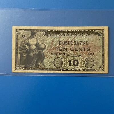 Military Payment Certificate  .10. Cent Korea Era 1951-54 XF - Image 1 of 3
