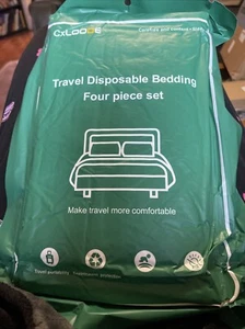 King? 4 Pcs Disposable Travel Sheets Includes 1 Sheet 1 Duvet Cover and 2 Pc - Picture 1 of 2