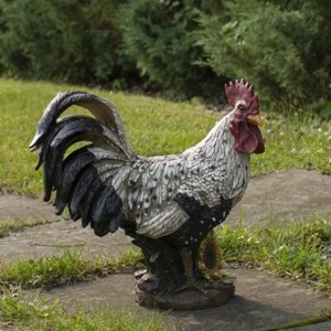 Garden Statue Rooster Chicken Cute Outdoor Patio Figure Indoor Farmhouse Decor - Picture 1 of 5
