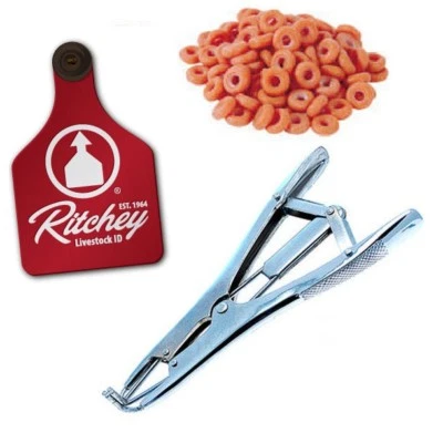 RITCHEY LAMB CAST RATING RING PLIERS PLUS 100 RINGS Tail Dock ing Sheep Rubber