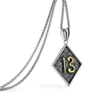Lucky Number 13 Pendant Necklace Stainless Steel - Picture 1 of 12