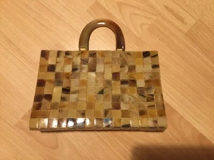 Vintage Buffalo Horn TortoiseShell Mosaic pattern top handle Handbag Accessorise - Picture 1 of 11