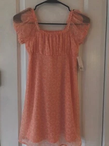 GIRL'S SO KOHLS PINK FLORAL CHIFFON DRESS SHORT PUFF SLEEVES SZ M 8 NWT - Picture 1 of 9