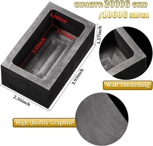 Patelai 2 Pieces 2 Kg Graphite Ingot Mold Casting Ingot Crucible Mould for Go... - Picture 1 of 7