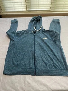 Men's women's unisex Nike blue lightweight thin Zip Up Hoodie jacket 1X XL -854 - Picture 1 of 7
