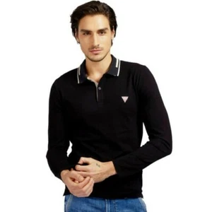 GUESS Polo Men's Long Sleeve T-Shirt Jersey Cotton Stretch Jersey M1RP36J1311 - Picture 1 of 5