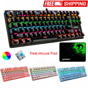 UK Layout Mechanical Gaming Keyboard USB Wired Rainbow Backlit for PC Laptop PS4