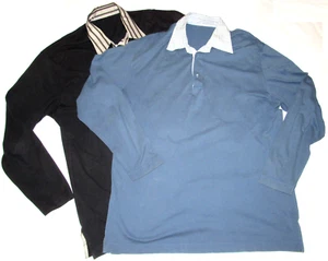 2 USED MEN'S STEFANO RICCI LONG SLEEVE POLO SHIRTS! BLACK/BLUE/MADE IN ITALY 46 - Picture 1 of 17