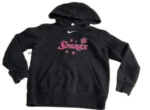 Nike Sparks Girls Pullover Hoodie Swoosh Logo Fleece Causal Black Size S G001 - Picture 1 of 8