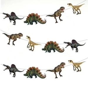 Dinosaurs Bunting Birthday Events Party Decorations Kid Boys Girls 12pcs - Picture 1 of 7