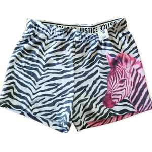 JUSTICE Girls Lounge Pajama Bottoms Knit Shorts Zebra Print Size 7 NEW - Picture 1 of 11