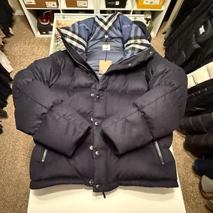 Burberry Camerton Cashmere Down Puffer Coat/ Vest 2 in 1 Hood Navy Mens Size XL - Picture 1 of 7